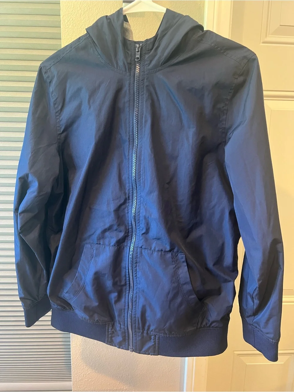 Old Navy Dark Blue Hooded Rain Jacket Bomber Style